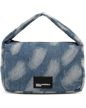 Karl Lagerfeld ブリーチ デニム トートバッグ - ブルー