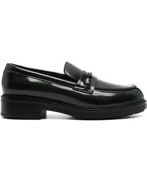 Calvin Klein Glossy Leather Loafers With Classic Penny Strap - Black