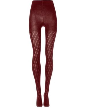 Wolford Diagonal-Stripe Tights - Red