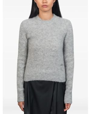 Ami Paris Logo-embroidered crew-neck sweater - Gris