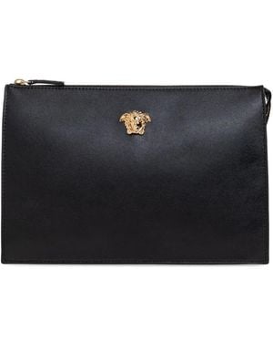 Versace Pochette La Medusa À Fermeture Zippée - Black
