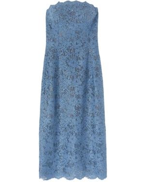 Ermanno Scervino Macramé-Lace Crystal-Embellished Midi Dress - Blue