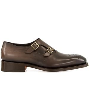 Santoni モンクストラップ シューズ - ブラウン