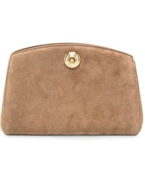 Liffner Push-Lock Suede Clutch Bag - Natural