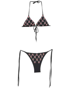 VENUJA Crystal-Embellished Lattice Bikini - White
