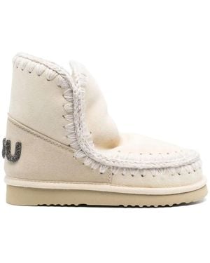 Mou 18 Glitter Logo Ankle Boots - Natural