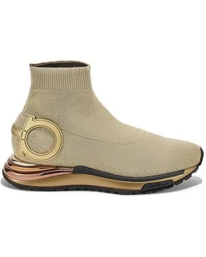 Ferragamo Gancini Knit Trainers - White