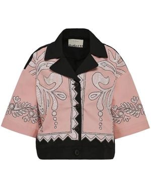 Biyan Lace-Detail Cotton Shirt - Pink