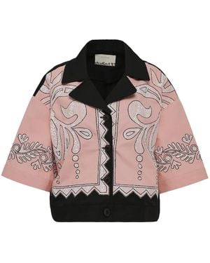 Biyan Lace-Detail Cotton Shirt - Pink