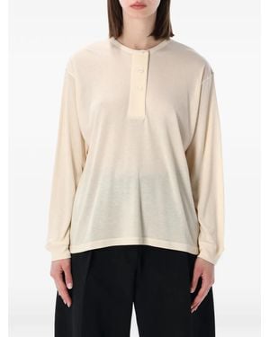 Studio Nicholson Rutas Long-Sleeve Henley Top - Natural