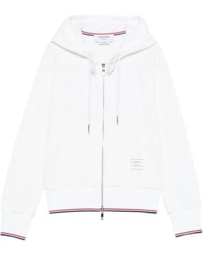 Thom Browne Logo-Patch Hoodie - White