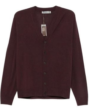 Canali Button-Fastening V-Neck Cardigan - Purple