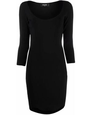 DSquared² Minimalist Fitted Mini Dress With Curved Hemline - Black