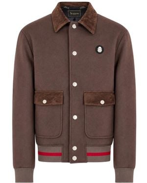Billionaire Button-Up Bomber Jacket - Brown