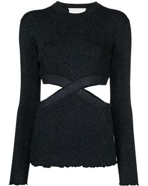 3.1 Phillip Lim Lurex Cut-Out Knitted Top - Black