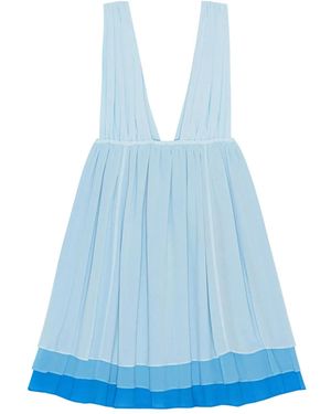 Ganni レイヤード Vネックドレス - ブルー