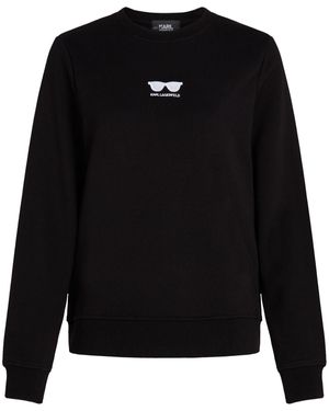 Karl Lagerfeld Sunglasses-Embroidered Sweatshirt - Black