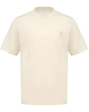 Brunello Cucinelli Embroidered Short-Sleeve T-Shirt - White