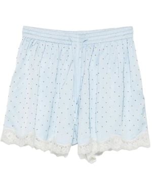 Sandro Shorts Con Ribete De Encaje - Azul