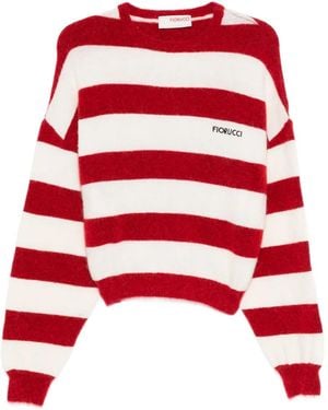 Fiorucci Gestreifter Pullover mit rundem Ausschnitt - Rot
