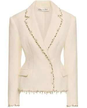 Oscar de la Renta Floral-Embellished Jacket - Natural