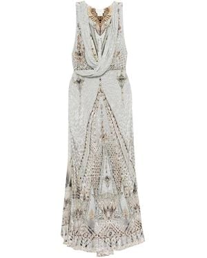 CAMILLA Abito Lungo The Sahara Starlet Con Drappeggio - Bianco