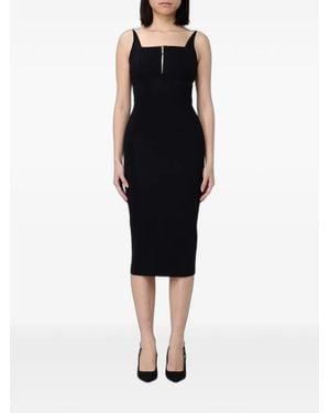 Emporio Armani Midi Ottoman Zip-Detail Sleeveless Dress - Black