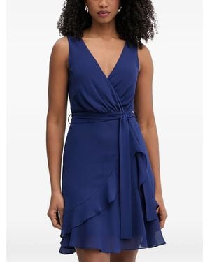 Morgan Rosval Ruffled Wrap-Style Mini Dress - Blue