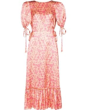 The Vampire's Wife Honey Trap Floral-print Silk Dress - Pink