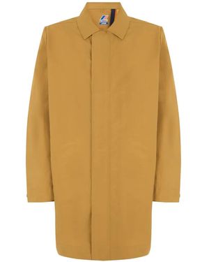 K-Way Poirol Concealed-Front Midi Coat - Yellow