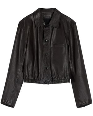 Lemaire Chaqueta de piel elástica con botones - Negro
