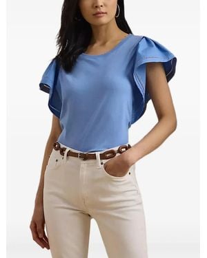 Ralph Lauren Ruffled Sleeve Top - ブルー