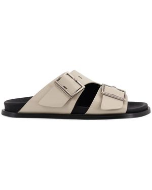 Alohas Adjustable Strap Leather Sandals - White