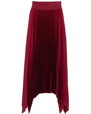 JOSEPH Pleated Asymmetric-Hem Skirt - Red