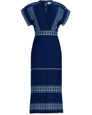 Silvia Tcherassi Kleid Mit V-Ausschnitt - Blau