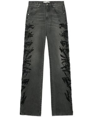 Blumarine Zebra-embroidered Regular-fit Jeans - Gray