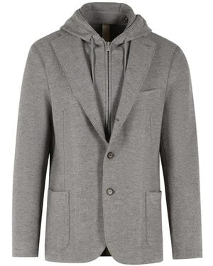 Eleventy Hooded Single-Breasted Blazer - Gray