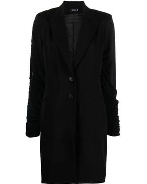 Atlein Ruched-Sleeve Wool Blazer Dress - Black