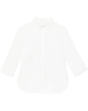 Another Tomorrow French-Cuff Linen Blouse - White