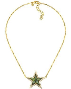 Buddha Mama Tourmaline And Diamond Star Necklace - Metallic