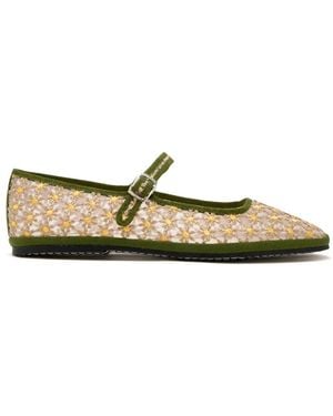 Capulet Bambinetta Fiorella Floral-Embroidery Ballet Flats - Metallic