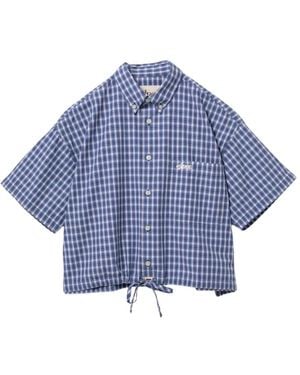 AAPE BY A BATHING AP Cotton Checked Top - Blue