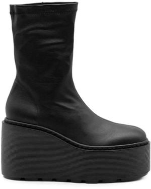 Vic Matié Platform Leather Ankle Boots - Black