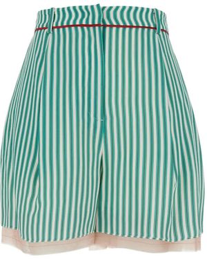 O HUI Striped Layered Shorts - Green