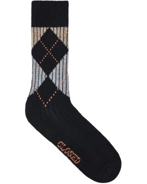 Closed Argyle-Knit Socks - Black