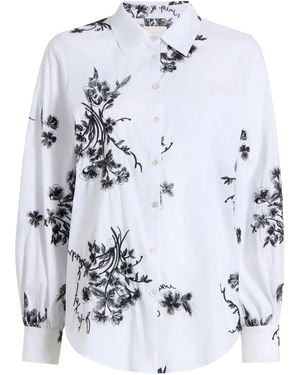 Cinq À Sept Floral-Print Balloon-Sleeve Top - White