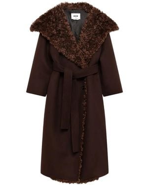MSGM Mantel Mit Shearling - Braun