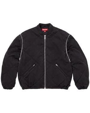 Supreme Quilted-Design Bomber Jacket - Black