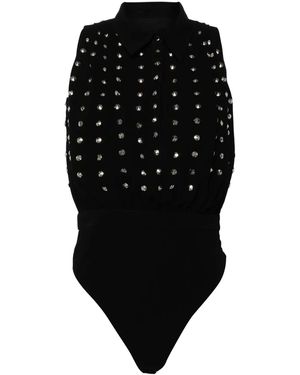 Saiid Kobeisy Beaded Sleeveless Bodysuit - Black