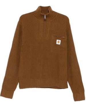 Carhartt Ribbed Quarter-Zip Jumper - Brown